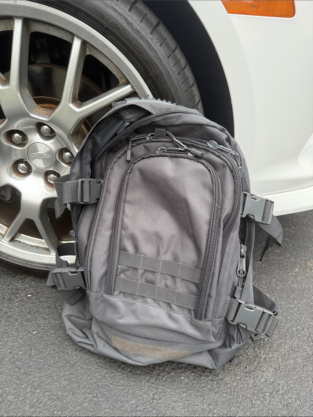 Men's Grey Tactical Backpack with Multi-Compartment Storage